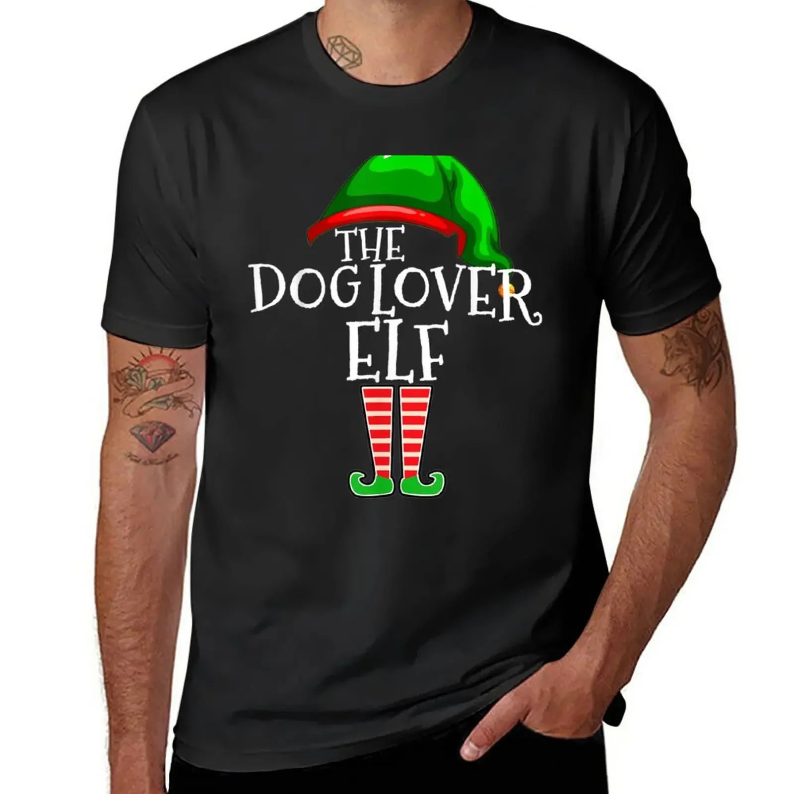 

Dog Lover Elf Group Matching Family Christmas Gift Mom Dad T-Shirt summer tops heavyweights plain funny t shirts for men