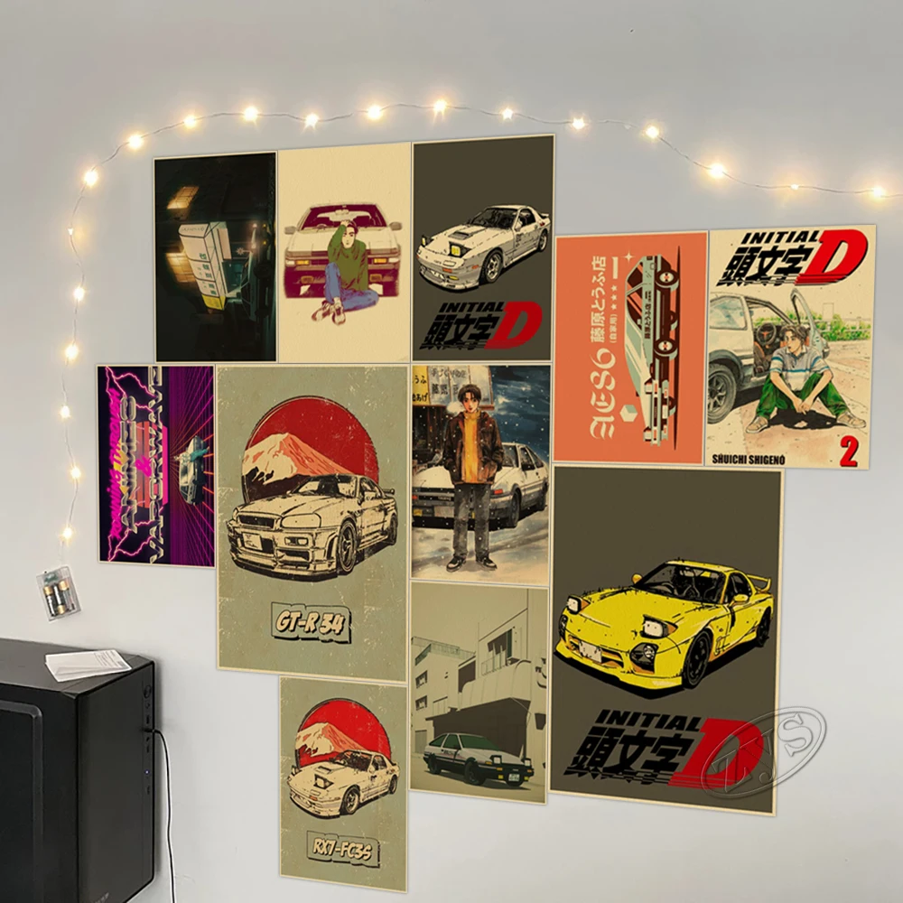 Em promoção! Japonês De Corrida Anime Initial D Cartazes Fãs Coleção De  Arte De Pintura De Casa, Quarto De Loja De Decoração Retro Adesivos De  Parede