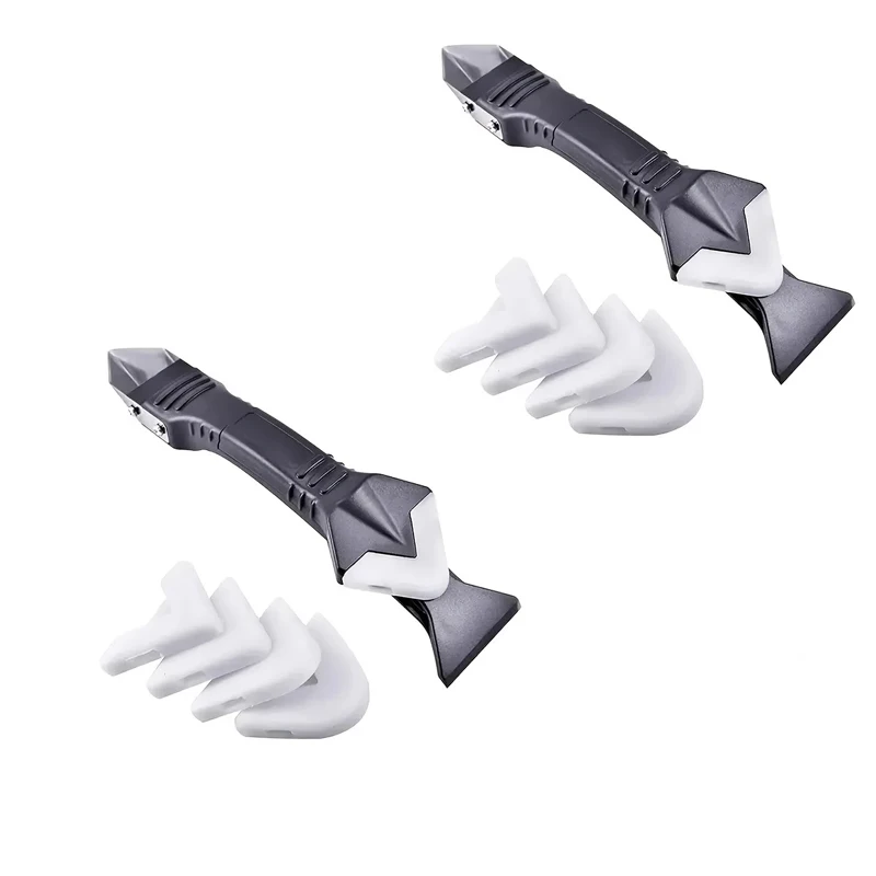 Ultimate 5-in-1 Metal Head Shovel & Glue Tool Kit: Multi-Functional Silicone Spatula, Caulk & Grout Remover, Sealant Finisher, and Scraper Set