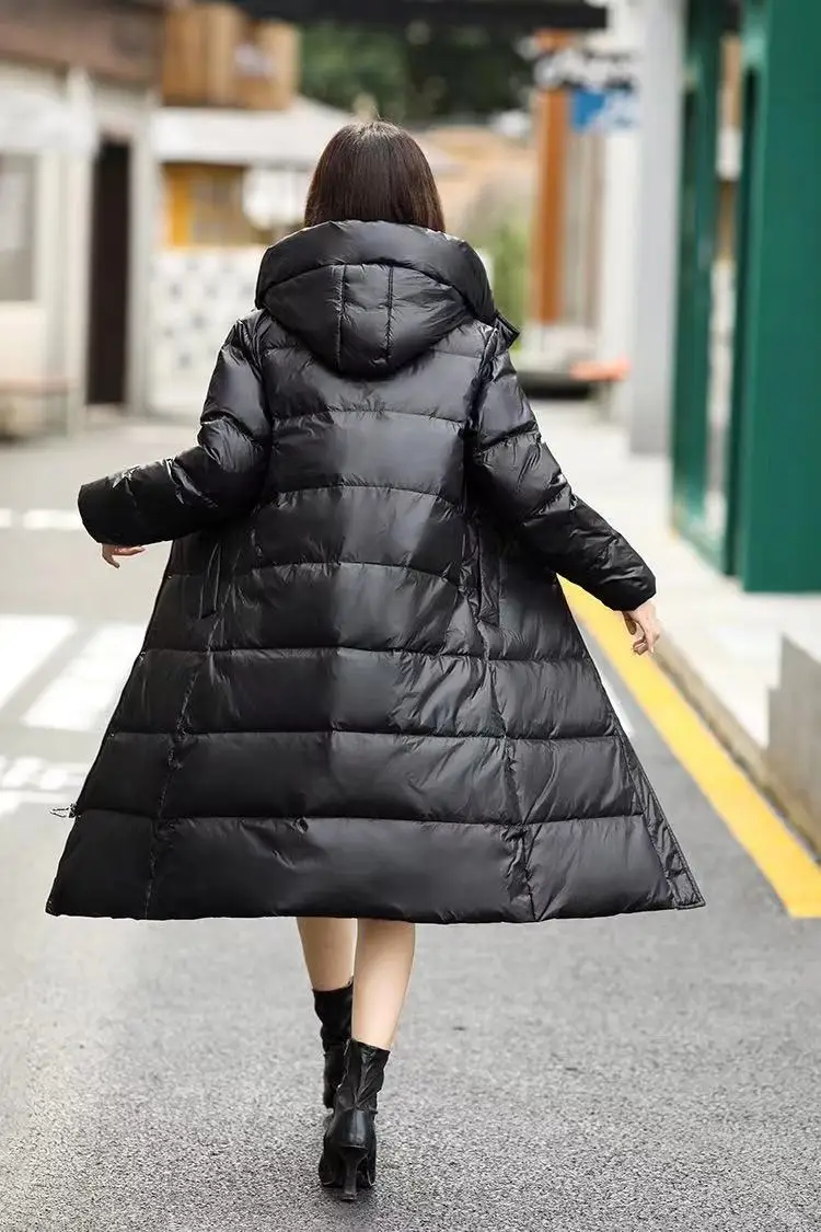 Ladies Long Warm Thick Down Cotton Hooded Jacket Retro Solid Color Hooded Waterproof Jacket Women's Winter Coat Women Elegant