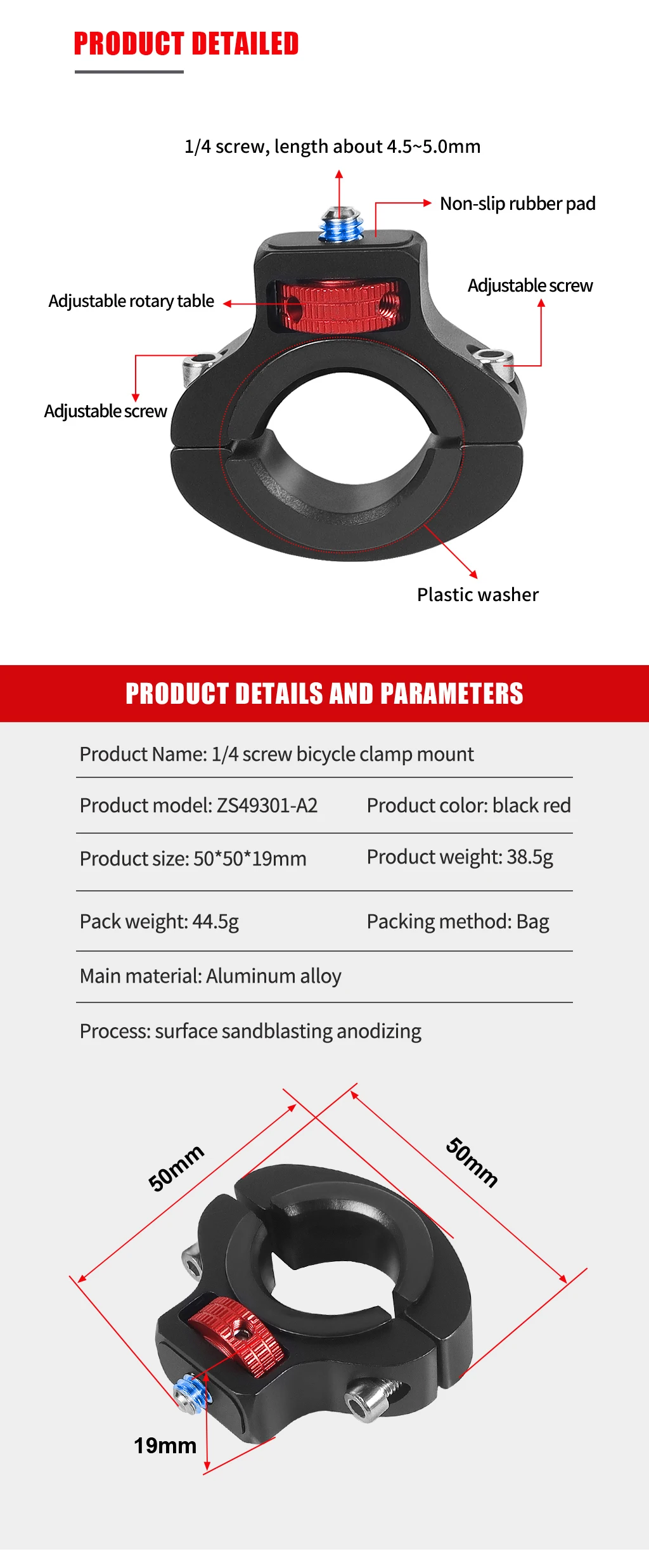 1/4 Schraube Metall Radfahren Fahrrad Halterung Motorrad Lenker Halter für GoPro 13 Insta360 X4 X5 DJI Osmo 360 Action 5Pro Kamera Halterung – Detail 7