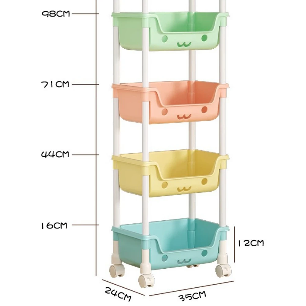 Kitchen Storage Trolley Movable Children's Toy Storage Racks Multi-Layer Home Detachable Large Capacity Snack Storages Trolley