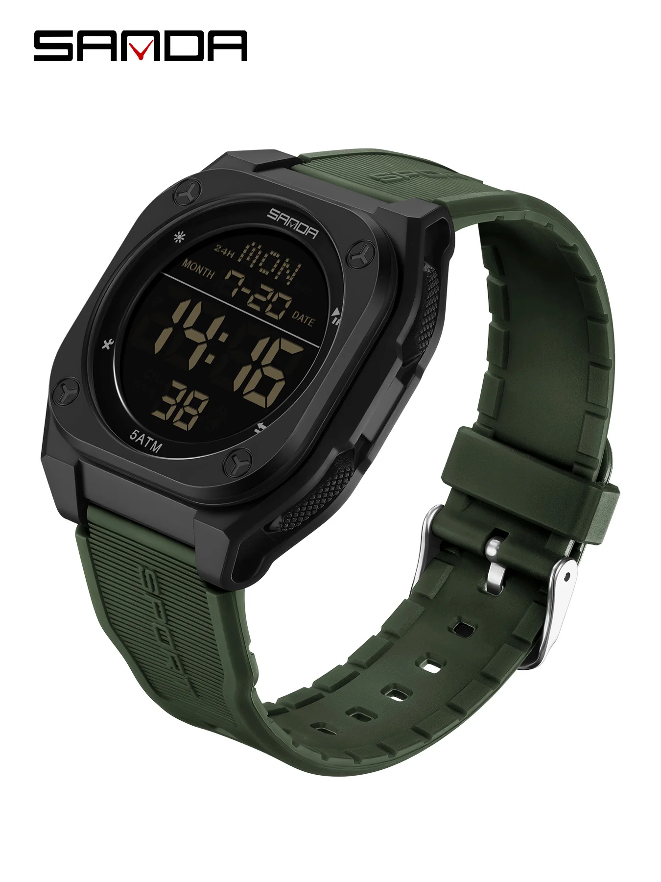 Waterproof Men's Digital Sports Watch with LED Display & Alarm Clock