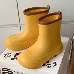 Solid Big  Men Women Outdoor Tide Non-slip Waterproof Parent-Child Rain Boots Children Hundred Couple