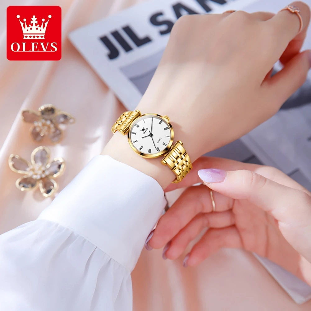 OLEVS 5592 Original Waterproof Quartz Watch For Women Top Brand Stainless Steel Ladies Wristwatch Roman Scale Fashion Watch 2024