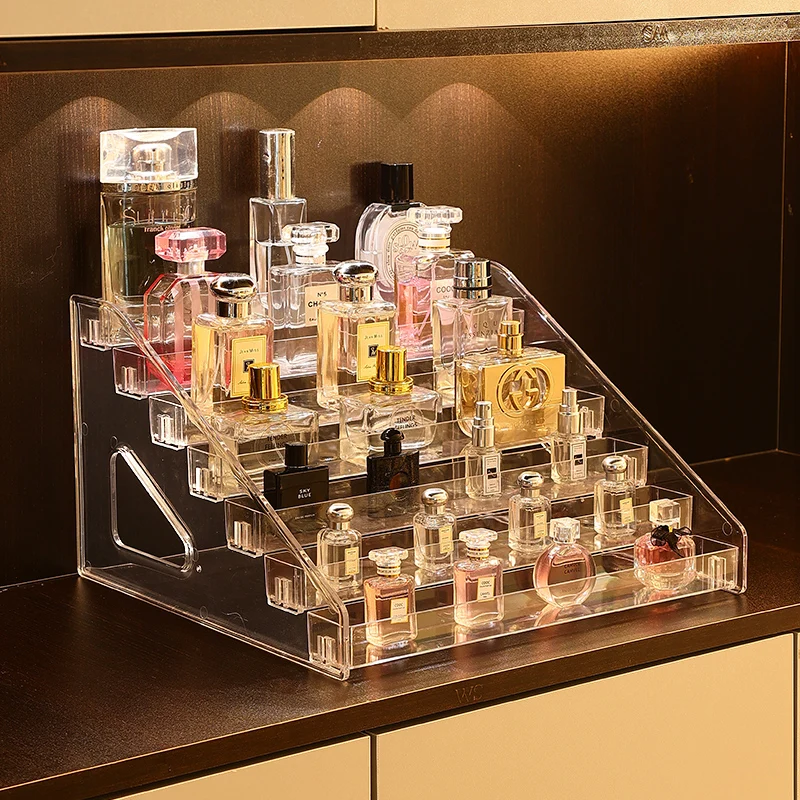 3/5/7 Layers Desktop Perfume Shelf Acrylic Cosmetic Organizer Perfume Storage Rack Bathroom Organizer for Cosmetics 4