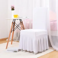 White Chair Covers Pleated Polyester Spandex Chair Cover Stretch Slipcovers for Wedding Party Dining Banquet Hotel Decoration 1