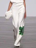 UOOZEE 2025 New Summer Women's 2 Piece Sets Fashion Floral Printed High Neck One-shoulder Tops & High Waisted Straight Leg Pants - Image 3
