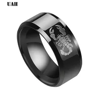 UAH Punk Scorpion Stainless Steel Male Retro Ring Scorpion Pattern Stainless Steel Titanium Rings for Men Jewelry 2