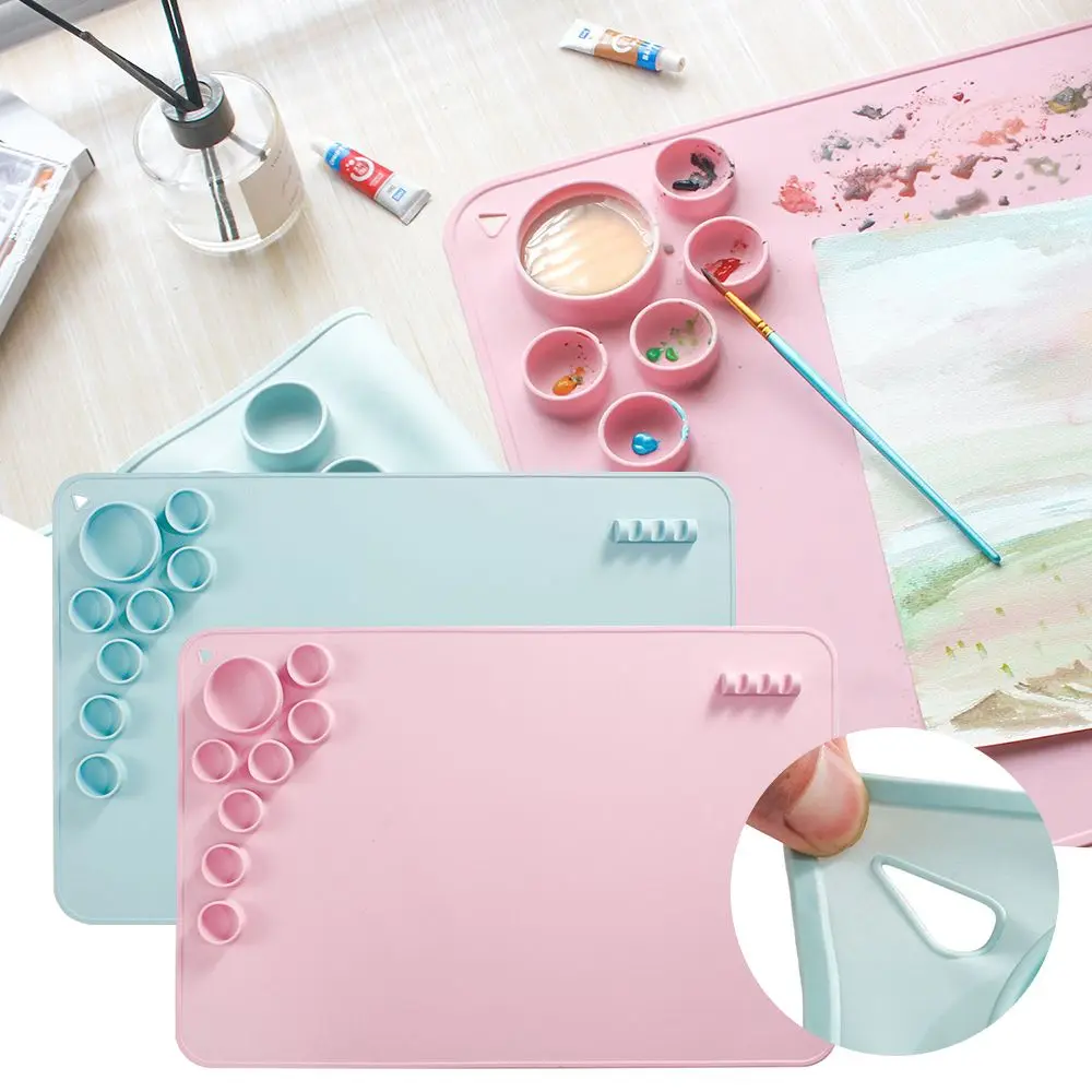 Silicone Painting Mat Pigment Palette Non-Stick Art Craft Mat For Painting Ink Blending Watercoloring Stamping