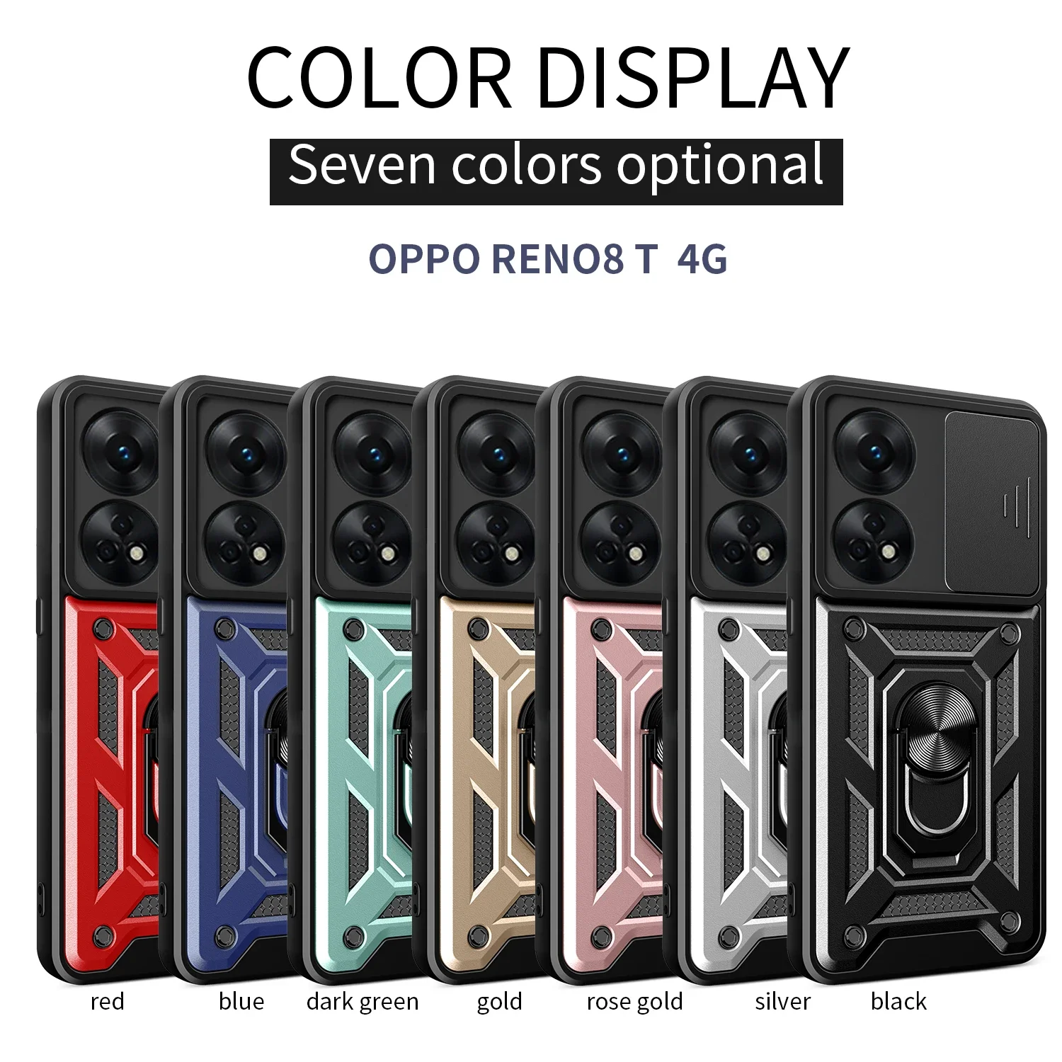 OPPO Reno 8 T 9 10 11 4 5 6 7 4G 5G 케이스, 럭셔리 아머 카메라 푸시 윈도우 보호 범퍼 마그네틱 브래킷 커버