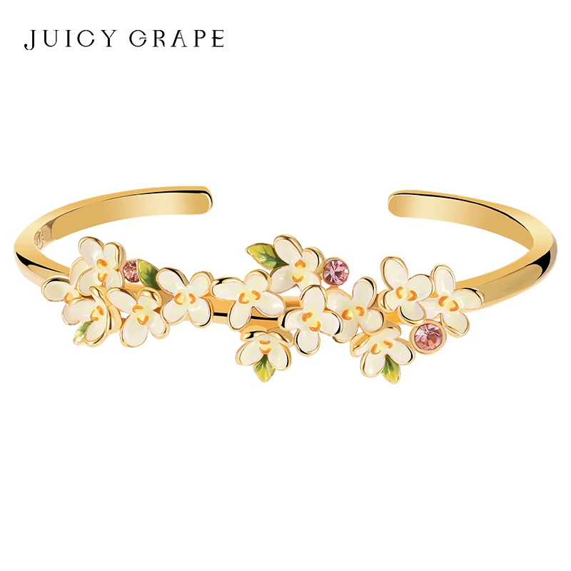 Juicy Grape Osmanthus Bangle For Women Handmade Smaltato Placcato Oro 18 Carati Gioielli Per Feste Di Lusso Regalo Di Natale E Compleanno