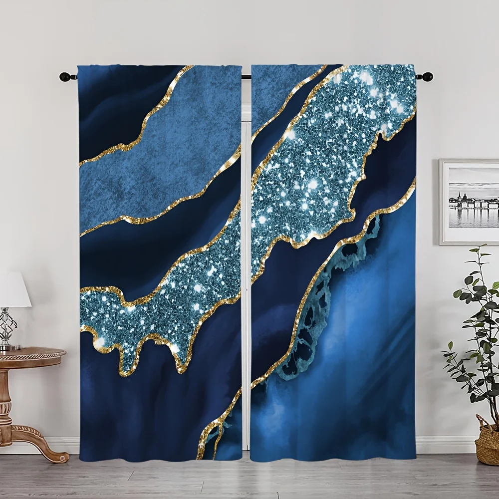 

2pcs Modern Abstract Art Gray Golden Marble Printed Window Curtain For Bedroom Office Kitchen Living Room Rod Pocket cortinas