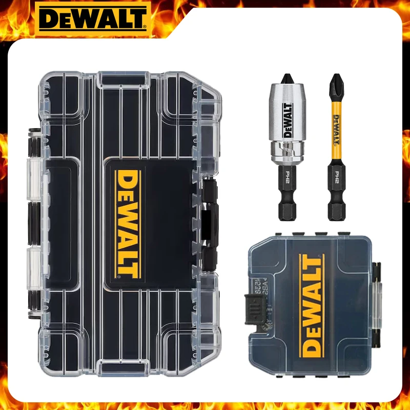 DEWALT TSTAK Black Small Medium Storage Box HSS PH2 25mm Batch Head Drill Bit Bracket Set Plastic Rugged Tool Accessories