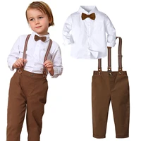 Baby Boy Thanksgiving Outfit Toddler Easter Church Set Kids Birthday Photography Party Gift Wedding Formal Brown Clothes