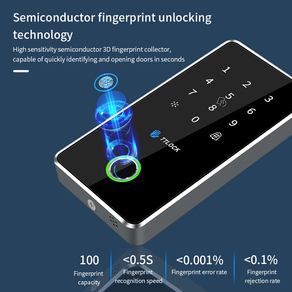 Fingerprint/NFC/Bluetooth Access Control System-13.56MHz RFID Electric Gate Lock with IP65 Waterproof Metal Keypad for home