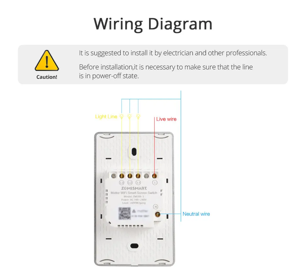 Matter Over WiFi DIY Name Switch with Display Screen US Type Works with Tuya Hom