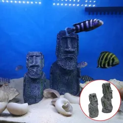 Easter Island Stone Statue Resin Ornament - Aquarium Decoration - 17.5 by 7.5cm