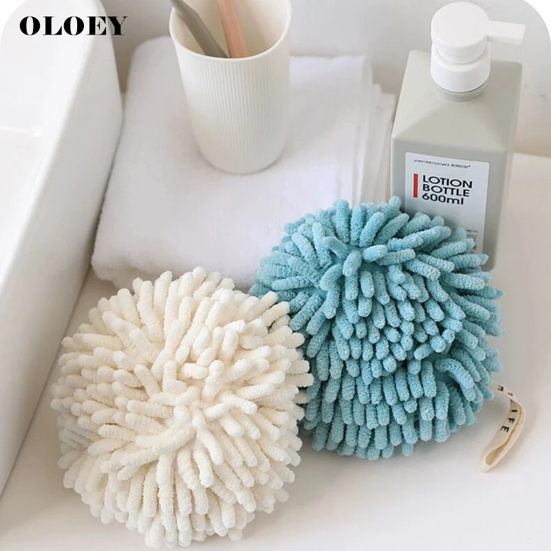 

Bathroom Hands Wipe Ball OLOEY Loops Quick Dry Soft Absorbent Microfiber Towels Kitchen Bathroom Hand Towel Ball Hanging Loops