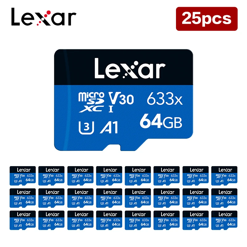 Lexar 25pcs Tf Card 32gb Micro Sd Card A1 U1 V10 Flash Memory Card Max