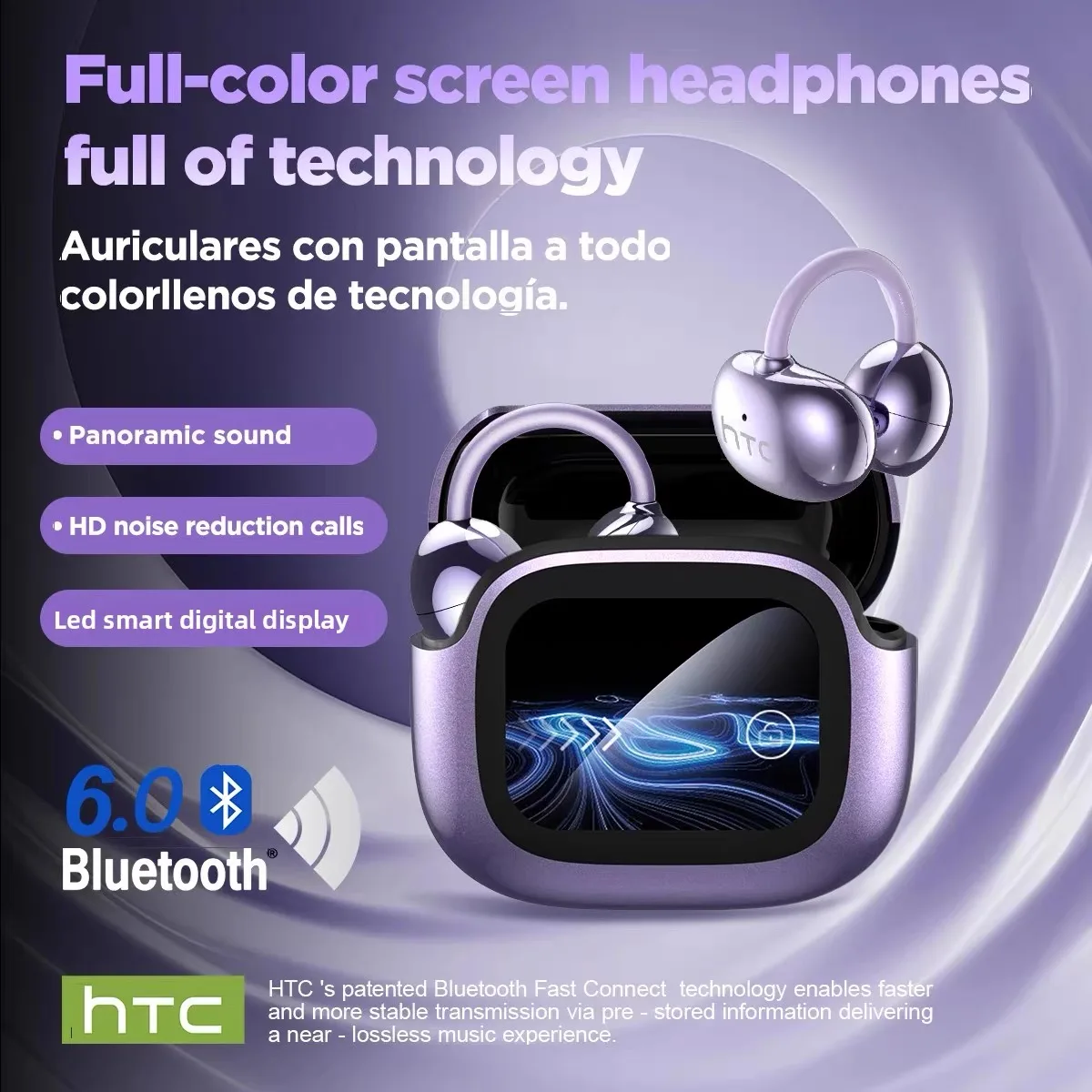 Écouteurs Intelligents HTC AI - Traducteur Instantané 134 Langues - Bluetooth, Modèle NE20 - Neufs