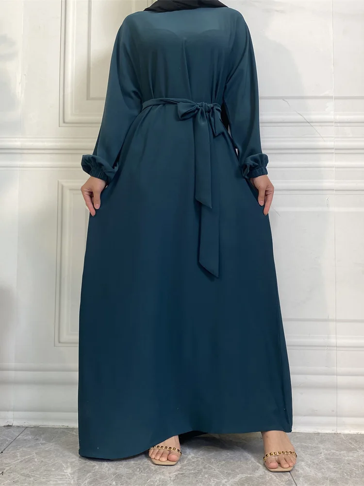 Hot Selle Simple Style Moroccan Dresses Kaftan Turkey Solid Color Gulf Abayas Islamic Women Long Dress Muslim Saudi Robe Ramadan - Image 4