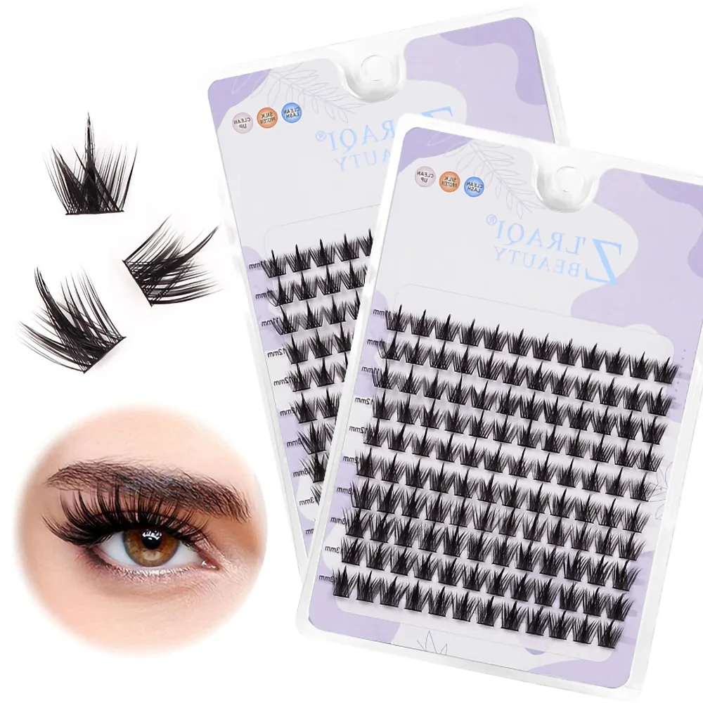 

Individual Lashes 120 Clusters Soft Ribbon Segmented False Bundles Eyelashes DIY Individual Clusters Lash Extensions