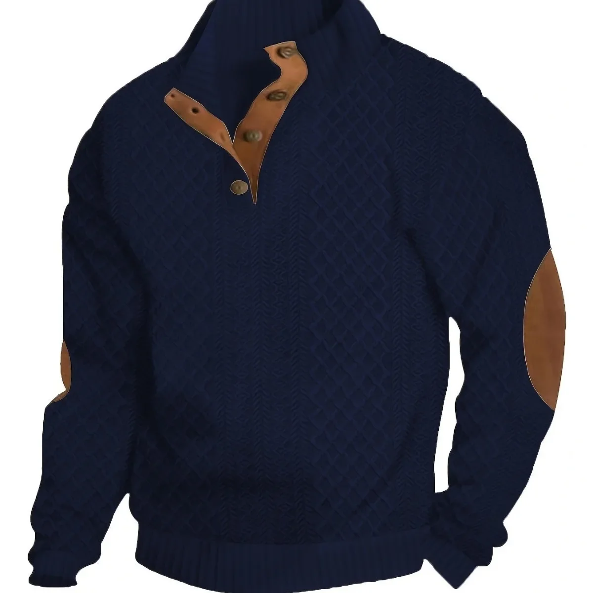 Men Casual Sweatshirt Autumn/Winter Slimming Trendy Long Sleeve Knit Pullover Shirt Fitness Training Apparel