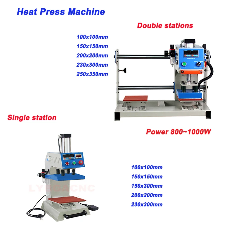 

Single/Double Stations Heat Press Machine Pneumatic Working T-shirt Printing Machine for T-shirt Shirt Logo Brand Leather Mouse