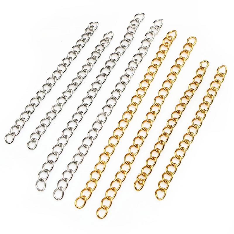 50 Stück 4x3mm 5/7cm Edelstahl Gold Bulk Halskette Verlängerung Kette Schwanz verlängerung Armband Ketten Ketten für Schmuck Herstellung Ergebnisse