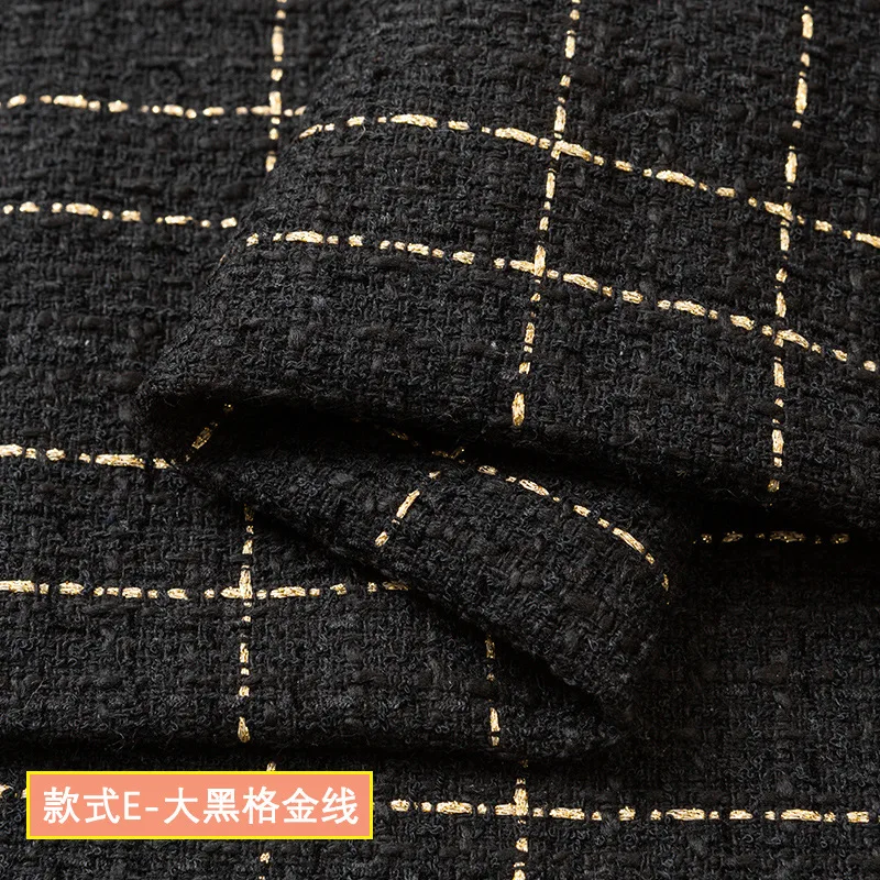 1/2/3M Woolen Tweed Fabric Lady Style Fiber Plaid Woven Tweed Fabric DIY Coat Clothing Dress Handmade Sewing Autumn Winter 6