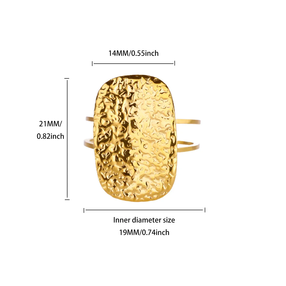 Stainless Steel Rings Gold Color Geometric Opening Ring Hypoallergenic