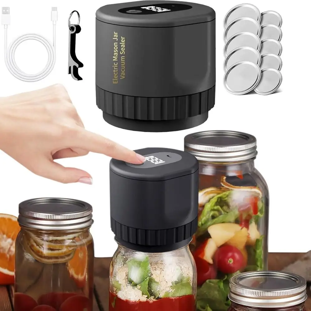 

Wide Mouth and Regular Mouth Electric Mason Jar Vacuum Sealer Kit Mason Jars Food Storage Vacuum Sealing Machine Canning Lids
