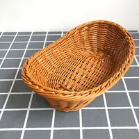 Oval Wickers Woven Basket Handwoven Rattan Serving Storage Tray Bread Fruit Breakfast Tea Picnic Basket For Kitchen Restaurant 2