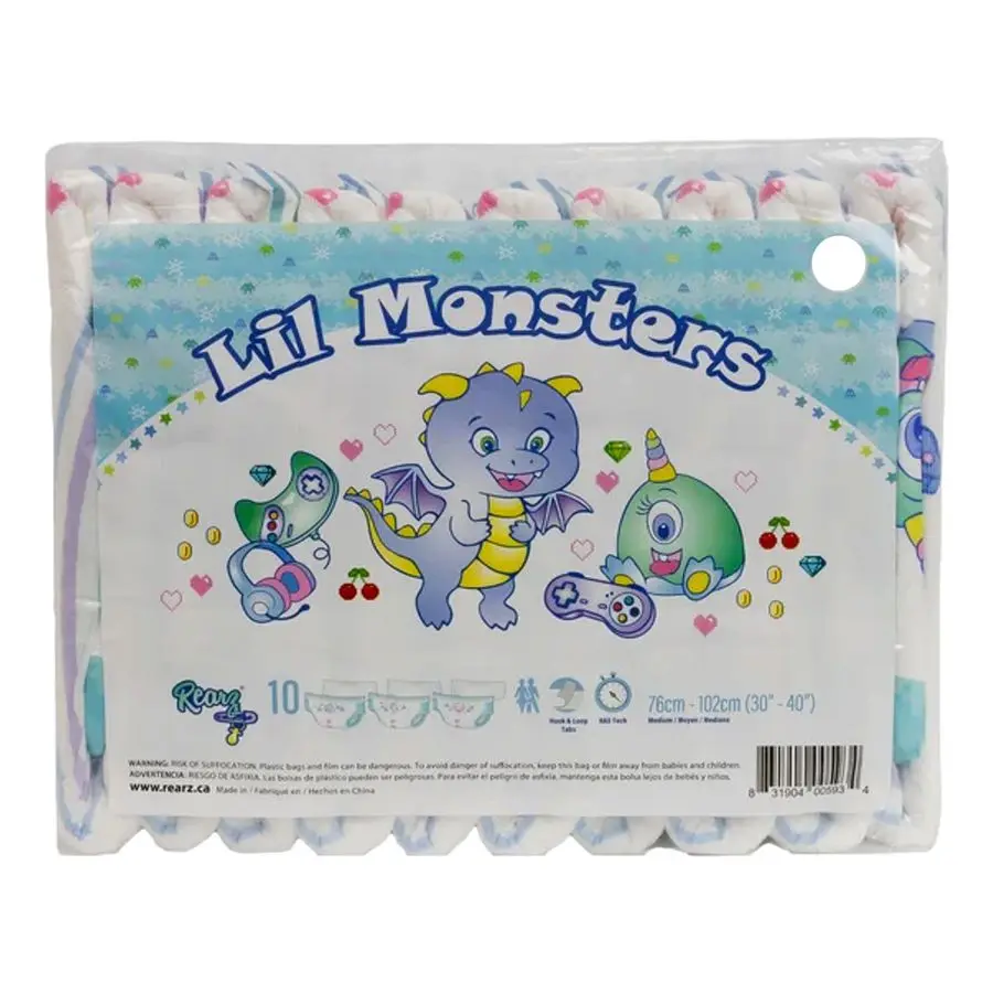 Lil Monsters 11,000ml Adult Diapers 10 Pack Medium