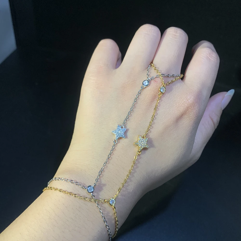 أساور بدلاية على شكل نجمة خماسية للنساء ، زركون مك...