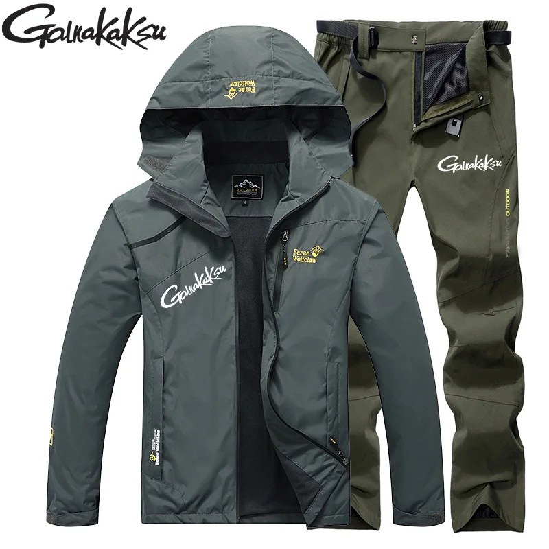 Spring Autumn Men's Sports Sets Body Fitting Windproof Waterproof Outdoor Jackets Mountaineering Pants Hiking Fishing Suits waterproof clothing