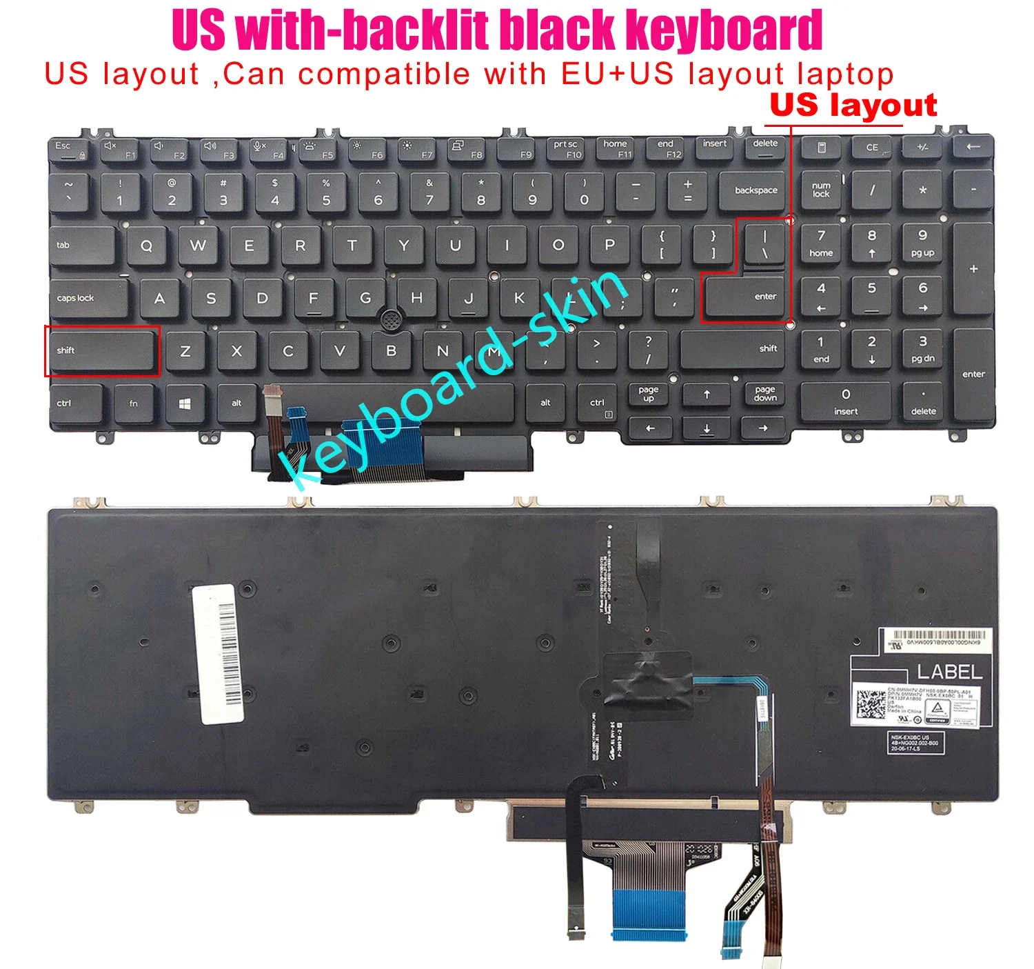 

New US Keyboard Backlit For Dell Latitude 5500 5501 5510 5511 Precision 3500 3501 3540 3541 P80F P80F001 P80F002 P80F003 P80F004