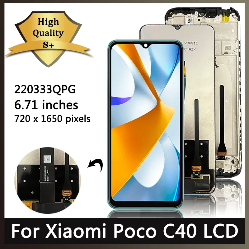 

6.71" Original For Xiaomi Pocophone C40 LCD Display Touch Screen Digitizer Assembly POCO C40 220333QPG LCD Replacement