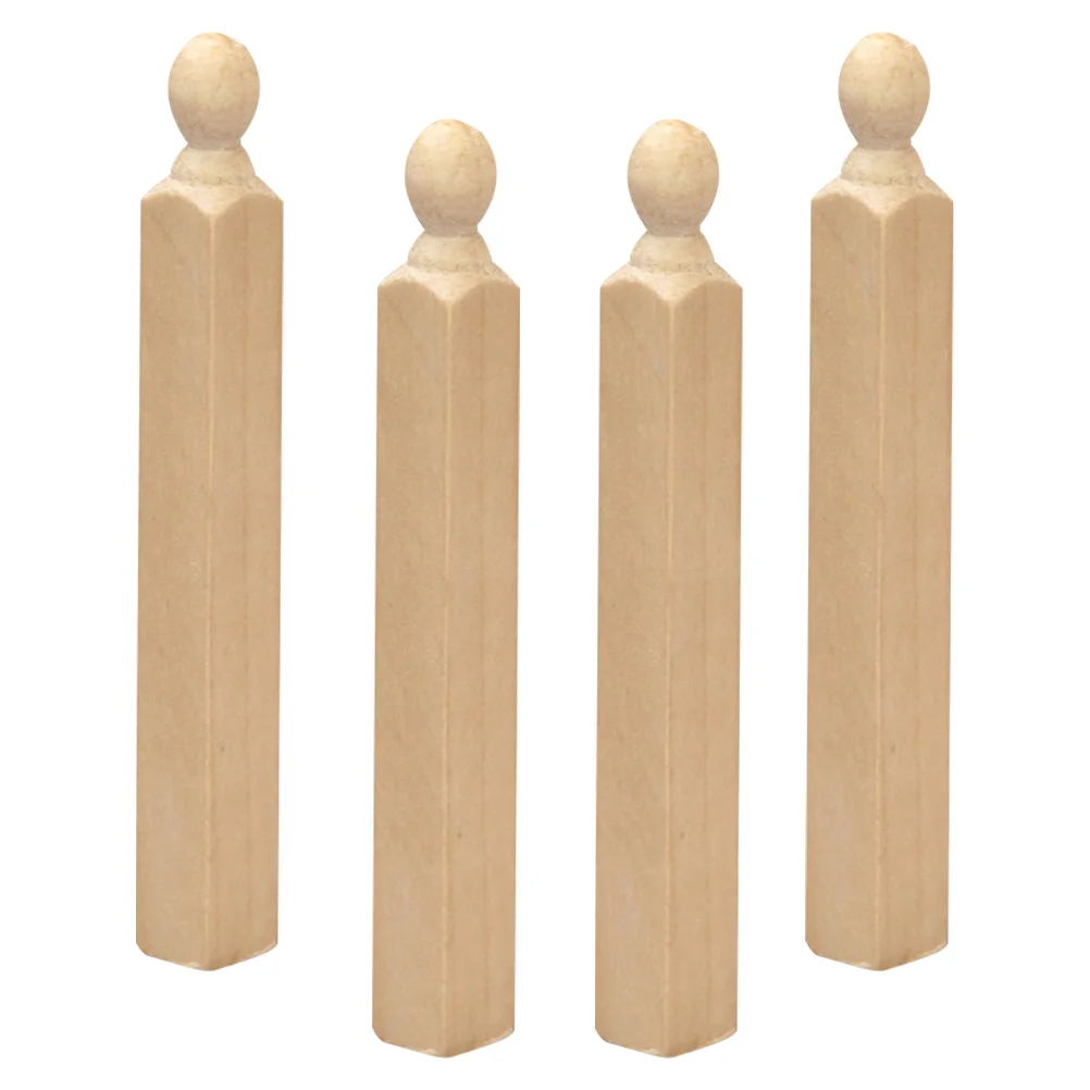 

4 Pcs Wooden Pillar House Furniture Micro Scene Miniatures Birch Roman Pillars