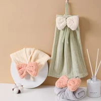 Bowknot Hand Towels for Kitchen Bathroom Microfiber Coral Velvet Soft Handkerchief Home Quick Dry Absorbent Dishcloth Breathable 3