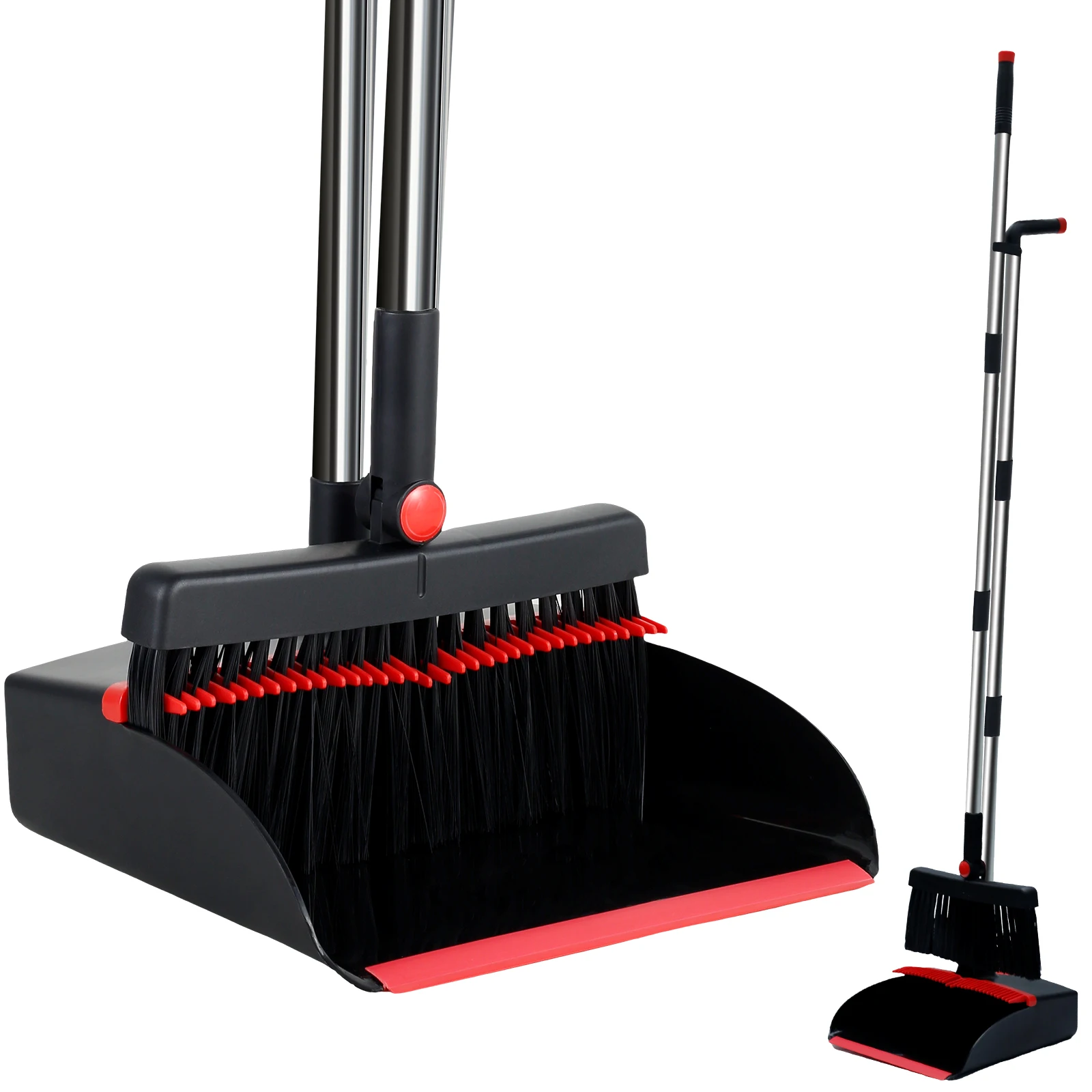 

Broom and Dustpan Set for Home Upright Broom and Dustpan Combo with Detachable Handle Large Capacity Dustpan with Comb Teeth