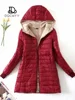 Women's Jacket Winter New Mid Length Korean Edition Hooded Fit Plus Fleece Cotton Coat Warm Lamb Fleece Parkas Winter Jackets 3