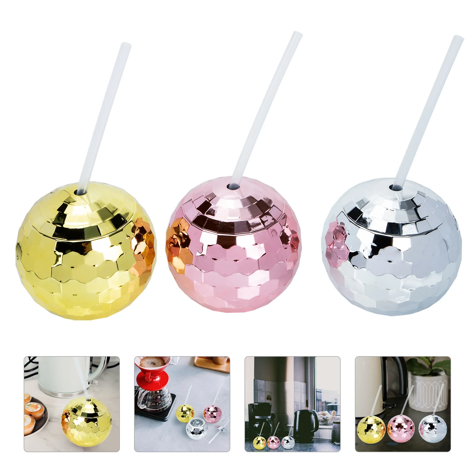 

3 Pcs Straw Cup Glasses Decorative Delicate Drink Water Supply Plastic Travel Wear-resistant Disco Accessory