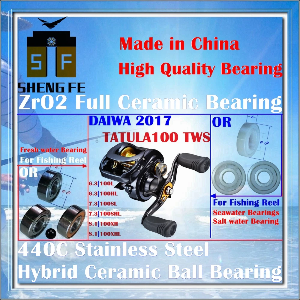 Ceramic Bearings For 2017 DAIWA TATULA 100(100H-TW/100HL-TW) Serise  Baitcasting Fishing Reels