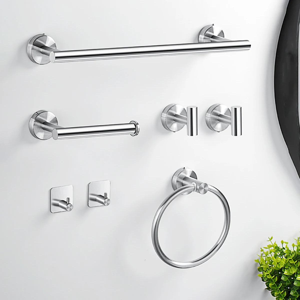 ชุดอุปกรณ์ห้องน้ำ 5/7ชิ้น  สแตนเลส เอสยูเอส 304 ราวแขวนผ้า Se รวมถึง บาร์ ตะขอ แหวน ที่ใส่กระดาษชำระ 1