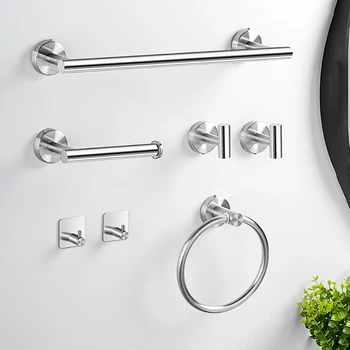 Set ferramenta per il bagno 5/7 pezzi Acciaio inossidabile SUS 304 Portasciugamani Se Include Sbarra Gancio Squillo Porta carta igienica 1