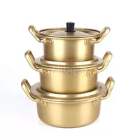 Nouilles Ramen de Style coréen, Pot doré, soupe en aluminium, marmite chaude, revêtement oxydé, nouilles Mike, soupe aux œufs, ustensiles de cuisine dorés 2