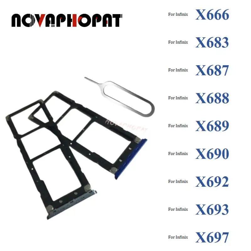 

10PCS Novaphopat Black SIM Card Tray For Infinix X666 X683 X687 X688 X689 X690 X692 X693 X697 Sim Holder Slot Adapter Reader