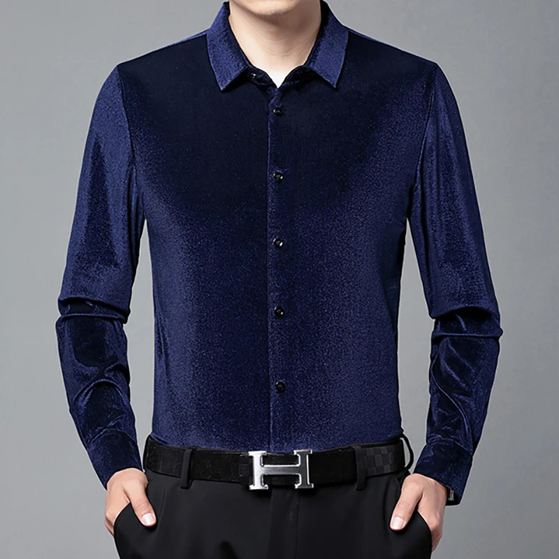 Men's Velvet Long Sleeve Shirt